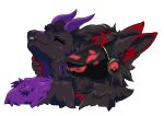 absurd_res anthro black_body black_fur blush blush_lines clouds_(clouds5787) cypher_(cypherdragon) dragon duo eyes_closed fur furred_dragon furred_scalie half-length_portrait hand_on_neck happy hi_res horn hottbanshee machine male male/male mythological_creature mythological_scalie mythology portrait protogen purple_body purple_fur purple_horn purple_spikes red_body red_fur scalie scritches smile
