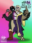 2_heads abs absurd_res accessory anthro arguing_with_self argument athletic athletic_male avian barbarian beak belt big_hands bird black_body blind_eye blonde_hair bob_cut book boots bottomwear brown_body chest_tuft cleric clothing conjoined conjoined_at_midsection costume dagger eye_scar facial_scar fake_horns fantasy fluffy fluffy_hair footwear frooby fused gesture hair hair_over_eyes headband hi_res icterid jewelry lesser_sooty_owl loincloth mace magic magic_user male markings melee_weapon multi_head muscular muscular_male necklace new_world_blackbird oscine owl pants passerine raised_finger raised_pinky red-winged_blackbird red_markings robe sandals scar shoes shoulder_pads solo sooty_owl speckled_body spellbook straps tuft tyto tytonid weapon white_body
