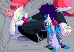 2_horns ambiguous_gender armor blue_body blue_hair blue_skin blush blush_lines bottomwear bovid caprine cheek_tuft clothed clothing cropped darkner deltarune derekunleashed duo eyewear facial_tuft fangs fingerless_gloves floppy_ears glasses gloves goat grey_background greyscale_background hair handwear head_tuft hi_res horn human kris_dreemurr long_horn male mammal open_mouth open_smile pants pawpads pink_horn purple_scarf ralsei robe round_glasses scarf short_hair simple_background smile teeth tongue tuft undertale_(series) white_body white_ears white_hair