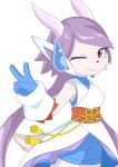 anthro aquatic aquatic_dragon armguards black_nose blue_bottomwear blue_clothing blue_gloves blue_handwear blue_shorts bottomwear chinese_knot clothing dragon female freedom_planet galaxytrail gesture gloves hair hand_gesture handwear horn long_hair looking_at_viewer mythological_creature mythological_scalie mythology one_eye_closed purple_hair red_eyes sash_lilac scalie she_lath short_tail shorts simple_background smile smiling_at_viewer solo tail twintails_(hairstyle) v_sign white_background white_clothing wink winking_at_viewer