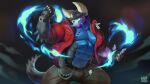 abs absurd_res anthro arm_spikes belt belt_chain black_body blue_body blue_fire bottomwear clock clothed clothing colored_fire digital_media_(artwork) dog_tags dragon elbow_spikes elemental_manipulation facial_horn fangs fingerless_gloves fire fire_manipulation fist gloves gui_(direwarewolf) handwear head_horn hi_res horn jacket jewelry male muscular mythological_creature mythological_scalie mythology navel necklace nose_horn open_clothing open_jacket open_mouth open_topwear pants pecs raised_fist raised_hand red_clothing red_jacket red_topwear scalie serious shirtless solo spikes spikes_(anatomy) tail teeth thick_horn topwear watch wingless_dragon wristwatch wufrick yellow_eyes