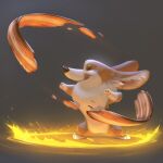 ambiguous_anthro ambiguous_gender anthro black_nose canid canine canis digital_media_(artwork) digital_painting_(artwork) domestic_dog fire food fur grey_background herding_dog hi_res inner_ear_fluff lynn_chen mammal orange_body orange_fur painting_(artwork) pastoral_dog pawpads paws pink_pawpads simple_background smile snout solo tongue tongue_out tuft welsh_corgi white_body white_fur