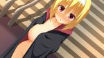 1girl absurdres bad_id bad_pixiv_id black_cape blonde_hair blush breasts cape collarbone cowboy_shot day dracu-riot! dutch_angle embarrassed eyes_visible_through_hair groin hair_between_eyes hairband hareringo highres lace-trimmed_hairband lace_trim large_breasts long_hair looking_at_viewer naked_cape nicola_cepheus nipples nose_blush nude one_breast_out open_mouth outdoors public_indecency red_cape red_eyes solo two-sided_cape two-sided_fabric upturned_eyes white_hairband 
