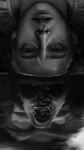  1girl absurdres air_bubble bubble different_reflection grace_ashcroft greyscale highres horror_(theme) monochrome open_mouth portrait reflection resident_evil resident_evil_requiem screaming sparkling_eyes starkveil tears worried 