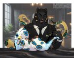 absurd_res ahegao anal anal_beads anal_beads_in_ass anal_penetration anthro aquatic asphyxiation belly big_belly big_butt black_body black_fur blue-ringed blush butt cephalopod choking clothing coleoid dinner dominant duo erection felid female flat_chested food fur genitals goryguillo hi_res horus_wild huge_thighs humanoid_face humanoid_hands interspecies lion looking_pleasured male male/female mammal markings mollusk muscular muscular_anthro muscular_male musk object_in_ass octopodiform octopus pantherine penetration sex_toy sex_toy_in_ass sex_toy_insertion size_difference size_play speech_bubble spots spotted_markings suit sushi tailless text thick_thighs vog wide_hips