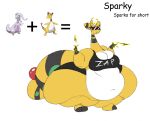  2022 ampharos antennae_(anatomy) anthro area_break belly big_belly big_butt bottom_heavy breasts butt clothed clothing digital_media_(artwork) dragon english_text eyewear female finger_gun fusion generation_2_pokemon generation_6_pokemon gesture goodra huge_butt huge_hips huge_thighs hybrid hyper mammal markings nintendo obese obese_anthro obese_female overweight overweight_anthro overweight_female pok&eacute;mon_fusion pokemon pokemon_(species) shirt simple_background smile solo spots spotted_markings sunglasses tank_top text thick_thighs topwear video_games wide_hips yellow_body 
