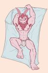 abs absurd_res animal_humanoid antennae_(anatomy) anthro armpit_fetish armpit_hair arthropod arthropod_humanoid body_hair bulge chest_hair clothing detailed_bulge feet fluffy genital_outline hands_behind_head hi_res humanoid humanoid_feet infernal-buck insect insect_humanoid jockstrap lepidopteran lustful_gaze lying male moth muscular on_back penis_outline plantigrade raised_arms small_waist solo stained_underwear underwear v-cut