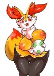  anthro areola big_breasts braixen breasts canid canine egg female fur generation_6_pokemon genitals hi_res inner_ear_fluff looking_at_viewer mammal nintendo nipples nude omikuro pokemon pokemon_(species) pussy simple_background smile solo tuft video_games white_background 