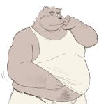  2022 anthro belly big_belly clothing cute_fangs hi_res humanoid_hands kemono male mammal overweight overweight_male shirt simple_background solo sv_grart topwear ursid 
