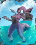  abs angry anthro breasts dragon female generation_5_pokemon genitals hi_res legendary_pokemon nintendo nude pokemon pokemon_(species) pussy riddleheart sky solo standing video_games water wave wings zekrom 