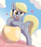  &lt;3 absurd_res ball blonde_hair cloud cross-eyed cutie_mark derpy_hooves_(mlp) digital_media_(artwork) equid equine eyelashes feathered_wings feathers female feral friendship_is_magic grey_body grey_feathers hair hasbro hi_res hooves mammal my_little_pony open_mouth open_smile pabbley pegasus sky smile solo wings yellow_eyes yellow_tail 