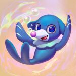  &lt;3 &lt;3_pupils 1:1 2022 abstract_background ambiguous_gender artist_name blue_body blue_eyes bubble cosmoscloverguy feral generation_7_pokemon hi_res looking_at_viewer multicolored_body nintendo open_mouth open_smile pink_nose pokemon pokemon_(species) popplio signature smile smiling_at_viewer solo two_tone_body video_games white_body 