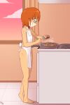  ambiguous_gender amphibian anthro appliance apron apron_only brown_hair clothing cooking food frog fuf hair hi_res inside mostly_nude smile solo stove young 