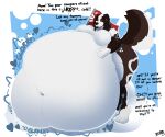  absurd_res anthro belly big_belly brandy_(kingcreep105) canid canine canis domestic_dog female group hi_res kingcreep105 male male/female mammal molosser mountain_dog saint_bernard shaded size_difference snow soft_shading soft_vore vore willing_pred willing_prey willing_vore 