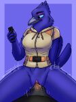 abdominal_bulge absurd_res anthro avian bird blush bodily_fluids bored bored_sex bottomless bottomless_female cellphone clothed clothing corvid corvus_(genus) cowgirl_position doom_(the_bad_guys) dreamworks duo electronics female female_on_top fish_birb from_front_position genital_fluids hi_res jacket jacket_vest looking_at_object looking_at_phone male male/female on_bottom on_top oscine passerine penetration phone raven sex shirt smartphone solo_focus t-shirt the_bad_guys topwear vaginal vaginal_fluids vaginal_penetration vest