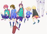  4boys angelo_gabrini bad_id bad_pixiv_id bike_shorts blonde_hair blue_eyes brown_hair cloud fideo_aldena gianluca_zanardi inazuma_eleven inazuma_eleven_(series) jacket kawwa marco_maseratti multiple_boys red_hair rushe_(inazuma_eleven) short_hair sitting sky soccer_uniform sportswear 