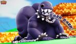 absurd_res anthro big_breasts big_butt breasts butt chain chain_chomp choker female gigi_(thecoatl034) grass hi_res humanoid jewelry mammal mario_bros necklace nintendo outside plant scar shachath3d solo teeth teeth_showing text thick_thighs