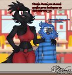 absurd_res angry anthro asian_mythology avian bird black_body black_fur black_wings blu_(rio) blu_waifu blue_body blue_fur blue_sky_studios blue_wings brown_eyes clothed clothing corvid corvus_(genus) couples crow digital_drawing_(artwork) digital_media_(artwork) duo dvan_arts_(artist) east_asian_mythology eyewear fan_character female fur glasses hi_res macaw male male/female mythological_avian mythological_bird mythological_creature mythology neotropical_parrot oscine parrot passerine peak red_eyes restaurant rio_(series) ship shy size_difference spix's_macaw sweater three-legged_crow topwear true_parrot vehicle watercraft wearing_glasses wings yatagarasu_(dvan_arts)