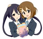  bad_id bad_pixiv_id bag black_hair brown_eyes brown_hair hirasawa_yui k-on! long_hair multiple_girls nakano_azusa one_eye_closed school_uniform short_hair shuuhei_(shoohey) twintails 