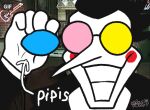 darkner deltarune doodledoggy eyewear low_res male multicolored_eyewear multicolored_sunglasses pipis_(deltarune) solo spamton_g._spamton sunglasses toony undertale_(series)
