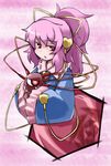  alternate_hairstyle eyeball heart komeiji_satori kugelschreiber pink_hair ponytail red_eyes short_hair solo third_eye touhou 