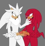 anthro balls big_penis comparing comparing_penis duo echidna eulipotyphlan fingers fluffy fluffy_chest foreskin genitals hand_on_chest hedgehog hi_res knuckles_the_echidna male male/male mammal monotreme nezuruiart nude partially_retracted_foreskin penile penis penises_touching retracted_foreskin sega silver_the_hedgehog smile sonic_the_hedgehog_(series) standing teeth vein veiny_penis