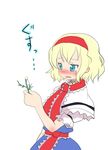  alice_margatroid blonde_hair blush capelet comic effeuiller_la_marguerite flower hairband massala short_hair solo tears touhou translated white_capelet 