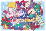  2boys 2girls :> :d :o android arched_window artist_request balrog_(cave_story) bell belt belt_buckle black_belt black_shoes blonde_hair blue_background blue_eyes blue_sky border bow box brown_eyes buckle building cave_story christmas christmas_ornaments christmas_tree collared_vest colored_sclera colored_skin commentary curly_brace dress english_commentary english_text father_and_daughter fish_necklace floppy_ears full_body fur-trimmed_dress fur-trimmed_gloves fur-trimmed_headwear fur-trimmed_shirt fur-trimmed_shoes fur-trimmed_sleeves fur_trim furry furry_female furry_male gift gift_box gloves gold_buckle green_bow green_thighhighs green_vest hat holding holding_sack jewelry king_(cave_story) long_hair looking_at_another looking_at_viewer mansion metal_skin mimiga mistletoe multiple_boys multiple_girls muntins necklace night official_art padded_vest pants pom_pom_(clothes) red_bow red_dress red_gloves red_hat red_pants red_shirt red_shoes red_sleeves robot_boy robot_ears round_window sack santa_costume santa_dress scar scar_on_face second-party_source shirt shoes short_dress sky smile snowing split_mouth star_ornament thighhighs toroko two-tone_bow vest white_border white_skin window winter yellow_bow yellow_sclera 
