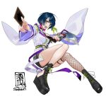  1girl :d bare_shoulders belt black_belt black_boots black_choker black_shorts blue_hair boots braid breasts card choker commentary_request cross-laced_slit duel_disk furisode_sleeves gradient_clothes gradient_shirt green_belt highres holding holding_card invisible_chair jacket jewelry large_breasts legwear_garter long_sleeves looking_at_viewer multicolored_belt multicolored_hair necklace nijisanji off-shoulder_shirt off_shoulder open_mouth pixie_cut purple_hair purple_nails purple_shirt purple_tube_top sakauri_rk shirt short_hair shorts side_braid side_slit side_slit_shorts signature silver_necklace simple_background single_fishnet_legwear single_legwear_garter single_sleeve single_suspender single_thighhigh sitting smile solo strapless suspenders thigh_strap thighhighs thighs trading_card tube_top virtual_youtuber white_background white_jacket yamagami_karuta yamagami_karuta_(4th_costume) yellow_eyes yu-gi-oh! 