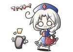  aoblue blush chibi hat nurse_cap o_o open_mouth silver_hair solo touhou translated yagokoro_eirin 