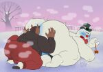 anal anthro anus balls big_butt blue_anus blue_blush blush butt christmas clothed clothed/nude clothing digital_media_(artwork) duo elemental_creature elemental_humanoid equid equine face_in_ass frosty_the_snowman frosty_the_snowman_(character) genitals hat headgear headwear hi_res holidays horse huge_butt humanoid humanoid_on_anthro kazushi looking_pleasured male male/male male_rimming_male mammal mineral_fauna mineral_humanoid nude oral overweight philip_(kazushi) rimming rimming_male sex size_difference smoking_pipe snow snow_creature snow_humanoid snowman thick_thighs tongue tongue_out topwear white_body