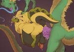 absurd_res anal anal_penetration anthro belly black_body black_countershading blonde_mane bodily_fluids breath capcom countershade_belly countershading cum cum_in_ass cum_inflation cum_inside cum_through doggystyle dragon duo eastern_dragon from_behind_position fu_manchu genital_fluids genitals green_body head_grab hi_res inflation leviathan_(mh) licking looking_at_another looking_at_partner ludroth male male/male mane monster_hunter mythological_creature mythological_scalie mythology narrowed_eyebrows noodle_arms nude open_mouth palemagenta penetration penile penile_penetration penis penis_in_ass purple_penis royal_ludroth scalie self_lick sex size_difference standing standing_sex tongue tongue_out yellow_body yellow_countershading