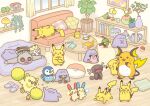  artist_request berry berry_(pokemon) book candle clefairy coffee_table container couch cup cushion ditto egg highres lamp litwick living_room minun mushroom natu notebook oddish official_art oricorio oricorio_(pom-pom) paldean_wooper pecha_berry pen pikachu pillow piplup plant plusle poke_ball pokemon pokemon_(creature) potted_plant raichu slakoth slippers table togepi watering_can window 