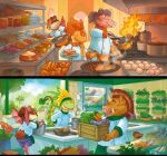 2025 anthro barefoot brown_body brown_fur carrot cooking cooking_pot cookware critter_kitchen detailed_background ear_piercing ear_ring feet female fire fish flower food fruit frying_pan fur green_body group hi_res holding_food holding_object horn hybrid inside kitchen kitchen_utensils lettuce male mammal marine membrane_(anatomy) membranous_wings official_art piercing plant red_body reptile ring_piercing rodent sandara scalie scarf smile suid suine sus_(pig) tail tools vegetable wild_boar window wings wok