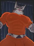 abs anthro aroused aroused_face aroused_male aroused_smile barazoku bedroom_eyes biceps big_muscles big_pecs black_body black_fur black_hair black_pubes blush blush_lines bottomwear bulge canada_lynx clothing convict criminal detailed_bulge disney erection erection_under_clothing erection_under_pants eyebrows felid feline flasker flexing flexing_bicep flexing_both_biceps flexing_muscles flexing_pecs flirting flirting_look flirting_with_viewer fur genital_outline genitals grey_body grey_fur hair hi_res inmates_clothing inviting inviting_to_sex inviting_viewer looking_at_viewer looking_down looking_down_at_viewer low-angle_view lynx male mammal manly markings multicolored_body multicolored_fur muscular muscular_anthro muscular_arms muscular_male muscular_thighs narrowed_eyes night nipples offering_sex offering_to_viewer pants pawbert_lynxley pecs penis penis_outline presenting presenting_body presenting_bulge prison prison_bars prison_cell prison_uniform prisoner prisoner_shirt pubes sagging sagging_pants seducing_viewer seductive shirt showing_off_muscles solo spots spotted_body spotted_fur spotted_markings tenting thick_arms thick_eyebrows thick_thighs tight_bottomwear tight_clothing tight_pants tight_shirt tight_topwear topwear white_body white_fur wide_stance zootopia