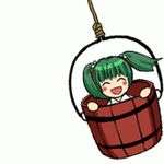  animated animated_gif bucket female gif girl_in_bucket in_bucket in_container kisume lowres simple_background touhou 