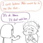 1:1 2025 bodily_fluids chibi color_coded_text crying dialogue digital_drawing_(artwork) digital_media_(artwork) duo elderly_female elderly_human english_text eyes_closed female female_human fluffy_pony hair hi_res human human_only mammal not_furry orange_text purple_text sad tears text tied_hair yellowcottoncandy030