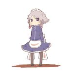  blush_stickers braid chibi inishie izayoi_sakuya jacket pantyhose short_hair silver_hair solo touhou track_jacket twin_braids 