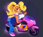  activision anthro breasts butt clothing coco_bandicoot crabtopus crash_bandicoot_(series) female fur gesture hi_res looking_at_viewer overalls solo thick_thighs video_games waving 