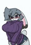  anthro big_breasts blush breasts clothing disney eyewear female glasses pace-maker solo sweater thick_thighs topwear violet_hopps zootopia 
