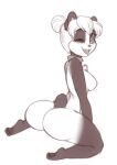  &lt;3 &lt;3_eyes anthro big_butt breasts butt chest_tuft collar female giant_panda hi_res kneeling looking_at_viewer looking_back mammal monochrome nipples nude one_eye_closed pawpads scorpdk solo thick_thighs tongue tongue_out tuft ursid wink 