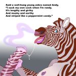  anthro bodily_fluids drafthorse english_text equid equine erection genital_fluids genitals limerick male mammal nipples odor penis precum precum_string smell solo striped_genitalia striped_penis stripes teeth text tongue tongue_out urethra verse zebra 