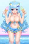  animal_humanoid areola big_breasts bikini blue_eyes blue_hair blush breasts clothing colored_nails dessert female food hair hi_res huge_breasts humanoid ice_cream long_hair mammal mammal_humanoid nails navel nipples open_mouth pool sanrio show_by_rock!! solo swimwear tsukino_(show_by_rock!!) ursid ursid_humanoid water wet 