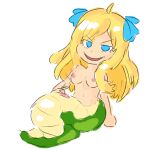  animal_genitalia anthro apode blonde_hair blue_eyes bow_ribbon breasts cloaca clothed clothing draconcopode female genitals hair hi_res humanoid jashin-chan lamia legless living_tail looking_at_viewer nipples pink_nipples presenting presenting_cloaca reptile scalie serpentine simple_background simski sitting sketch smug snake snake_tail solo split_form topless unusual_anatomy unusual_tail white_background 