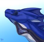  2021 ambiguous_gender anthro blue_body blue_ears blue_frill blue_horn blue_tongue bodily_fluids closed_smile dated dragon drooling duo eyes_closed famir_(artist) feral frill_(anatomy) gradient_background head_crest head_frill hi_res horn licking licking_lips licking_own_lips long_neck male mouth_closed neck_bulge nude oral_vore saliva self_lick side_view signature simple_background tongue tongue_out vore white_body white_inner_ear 