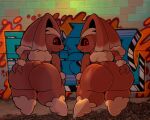 anthro big_butt butt duo female freckles generation_4_pokemon graffiti holding_butt huge_butt koreyvee looking_at_viewer looking_back looking_back_at_viewer lopunny nintendo pokemon pokemon_(species) thick_thighs video_games 