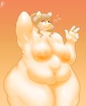  2022 3:4 absurd_res anthro belly big_belly big_breasts breasts crowbardude digital_drawing_(artwork) digital_media_(artwork) female gesture hair hi_res mammal nipples nude obese overweight overweight_anthro overweight_female shaded signature smile solo thick_things unnamed_character ursid v_sign wide_hips 