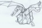  after_vore burping butt dragon featureless_crotch feral flying horn inferno_(gramzon) looking_at_viewer male paws scalie spade_tail thatgryphonguy tongue tongue_out traditional_media_(artwork) vore western_dragon wings 