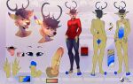  anthro antlers cervid clothing feet genitals hi_res hooves horn male mammal model_sheet nude penis solo tongue tongue_out 