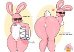  &lt;3 2022 absurd_res anthro big_breasts big_butt blush breasts butt clothed clothing cross-popping_vein dialogue duo duracell duracell_bunny energizer energizer_bunny english_text eyewear featureless_breasts female fur hi_res jhenightfox lagomorph leporid looking_at_viewer looking_back looking_back_at_viewer mammal mascot multicolored_body nude pink_body pink_fur rabbit solo_focus sunglasses text two_tone_body white_body white_fur 